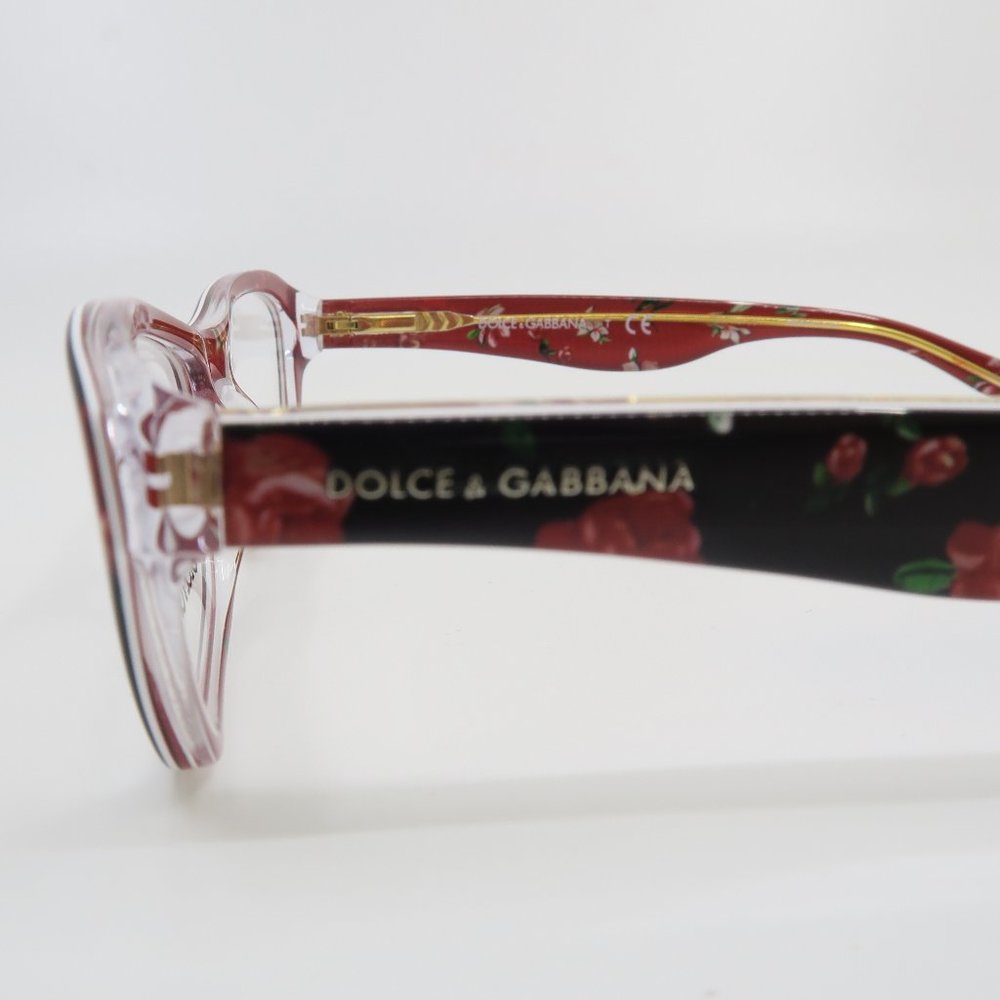 Dolce & Gabbana DG 3202 2986 47mm Black & Flowers Girl's Rectangular Glasses. - Picture 6 of 8